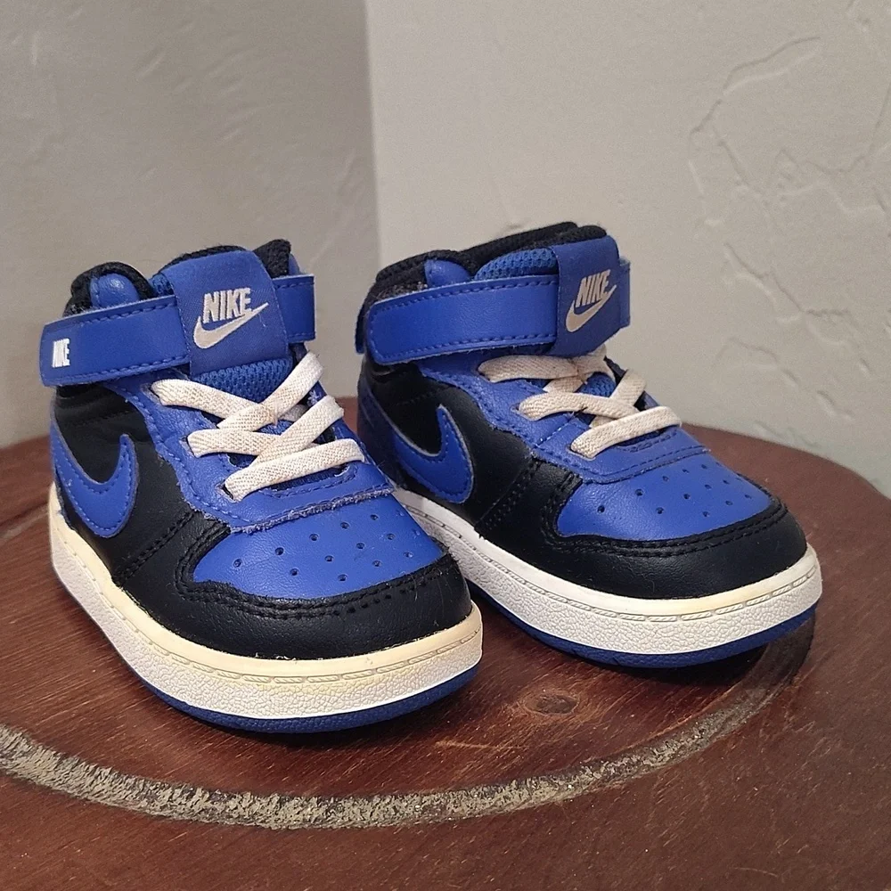 Nike Court Borough Mid 2 Td Trainers Black Game Royal Sz 5C DM8874-001
